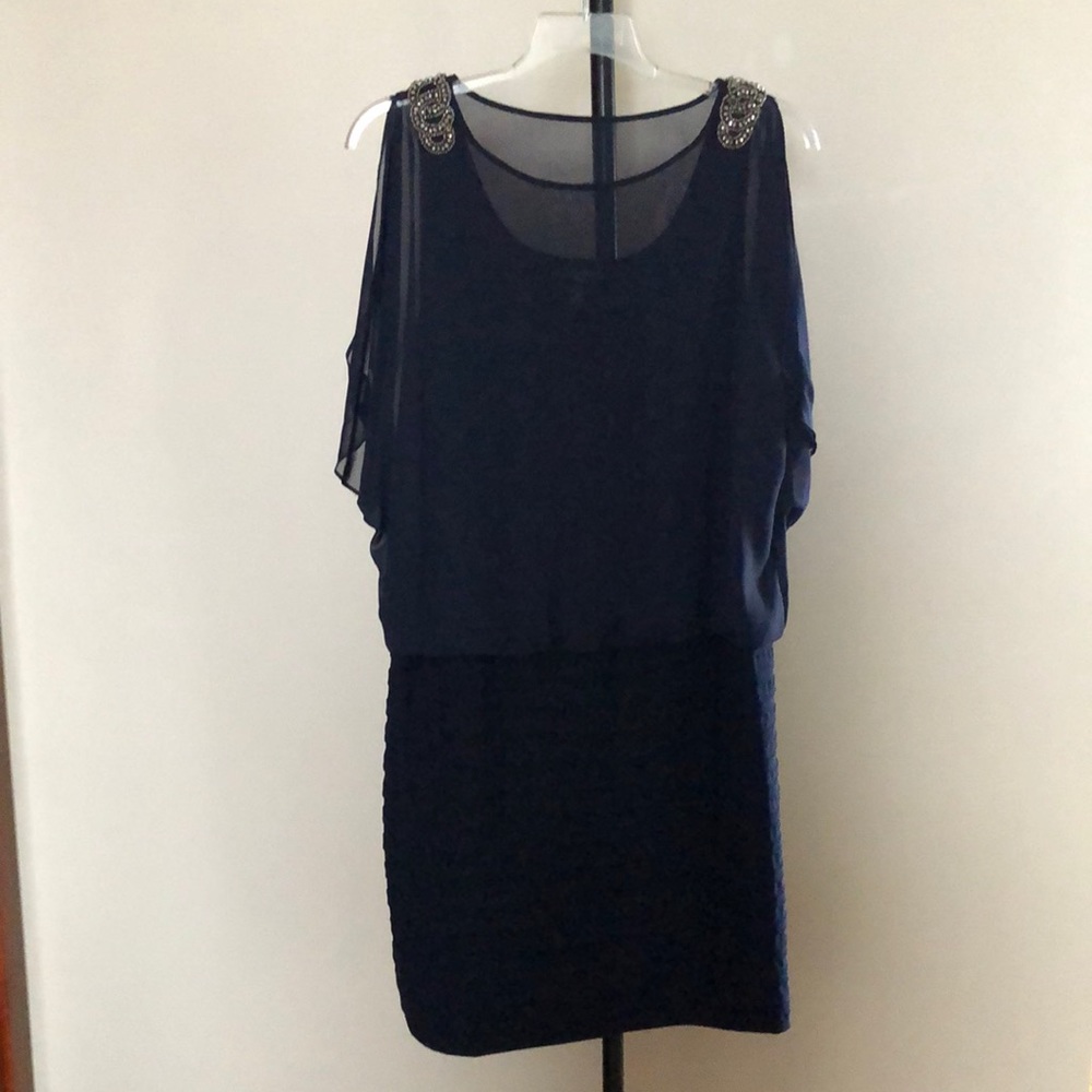 Drop Waist Jewelled Shoulder Dress